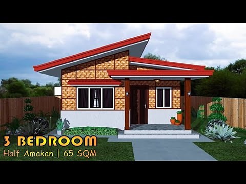 HALF AMAKAN - CONCRETE BUNGALOW HOUSE DESIGN | LOW BUDGET HOUSE | 3 BEDROOM | 1 T&B | (65 SQM)