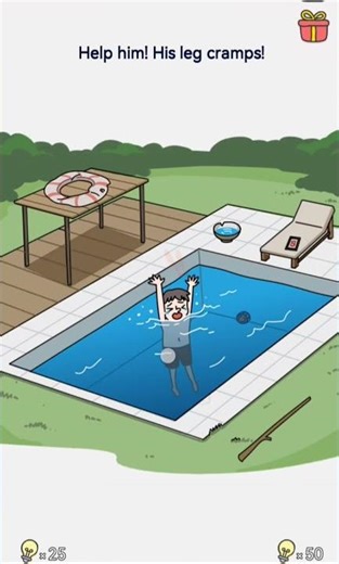 brain out level 87 and help him! legs cramps?