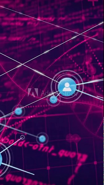 Vertical video: UI pulse starting hub node sending lines, nodes forming, network showing links