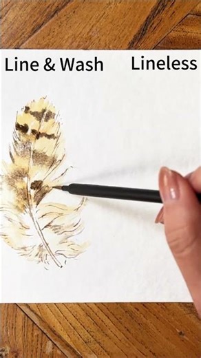 Line vs. Lineless? 2 Ways to Paint a Feather #watercolor #painting #drawing#sketch #paintingtutorial