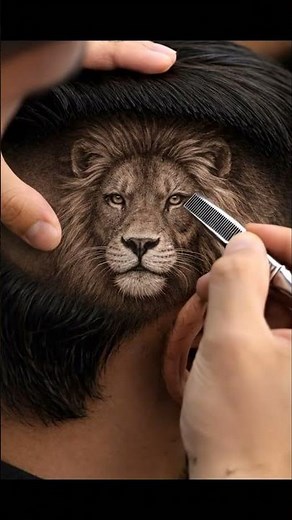 Lion Face Haircut | Hyper-Realistic Barber Art Transformation #hairstyle #haircut #haircare #hair