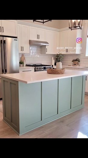 ✨️ Kitchen Island Reveal ✨️ I managed to get this board and batten island remodel completed in under a week! It's amazing how such a simple improvement made our kitchen feel more warm and homey. The bluey-green brings some much needed color to our kitchen and works with the earthy-neutral vibe I am going for. Now to make a decision on new stools 🫠. . Follow for more! Let me know what you think 🤔 . . #home #homedecor #homesweethome #homedecorating #modernfarmhouse #farmhousedecorating #diningro
