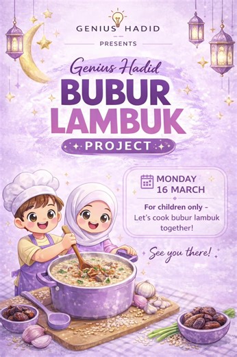 Genius Hadid Bubur Lambuk Project is success!!! Our little teams , Galileo, Soyuz, Ariane, Gemini, Starship, and Orion are working together to make sure the bubur lambuk is perfectly cooked. These are the class groups of our amazing 3, 4, 5, and 6-year-old students, all coming together for this meaningful activity. From preparation to cooking, the children are involved in every step from A to Z. Watching their teamwork, enthusiasm, and dedication is truly impressive. We are so proud of you, kidd