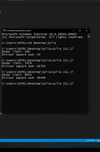 julia | Euler project 'divisor square sum' | CodeLearning