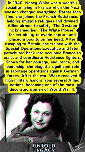 Nancy Wake: The Socialite Who Became the Gestapo’s “White Mouse” 🐭