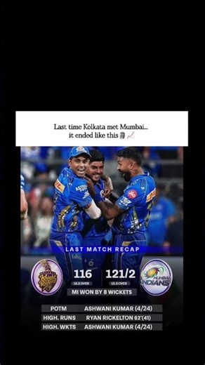 Last time Kolkata met Mumbai It ended like this 📈 . #cricket #ipl #viral #kkr #mumbaiindians