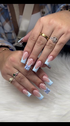 Blue and Light Blue Acrylic Nail Design Inspiration