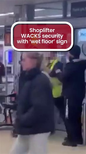 An aggressive shoplifter was spotted smacking security with a wet floor sign after being stopped in a Sainsbury’s in Bristol | The Mirror