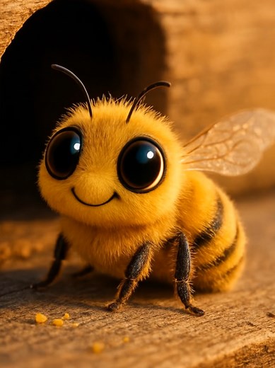 Cutesy Buzz: Fluffy Cartoon Bee Animation