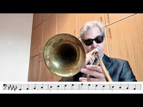 Gb major Scale Exercise for trombone play along - slow, one octave
