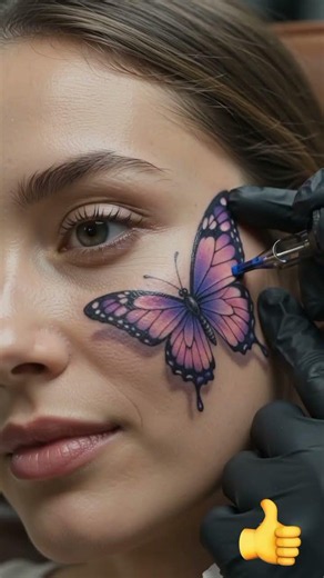 Realistic Butterfly Face Tattoo Transformation 🦋✨ #Shorts
