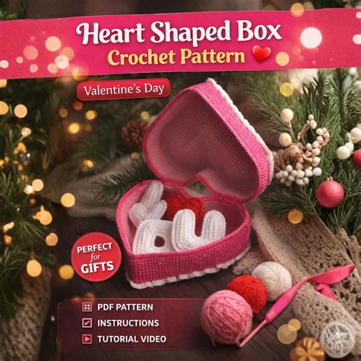Crochet Valentine Gift Box Pattern PDF | Romantic Crochet Storage Box | I Love You Crochet | Jewelry Box Crochet Pattern - Etsy