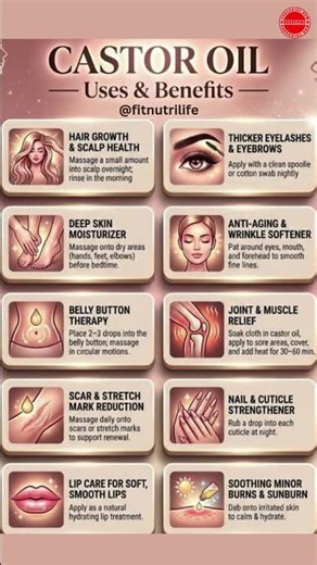 Amazing Castor Oil Benefits You Never Knew |Hair Growth, Skin Care & Healing Guide#healthylifestyle
