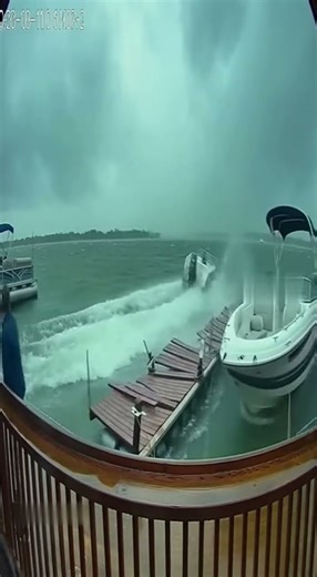 "He's Coming In Too Fast!" - Boat Destroys Dock #boat #fail #storm