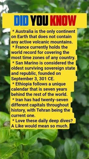 Some surprising facts about the world that you might not have known before! 🌍✨