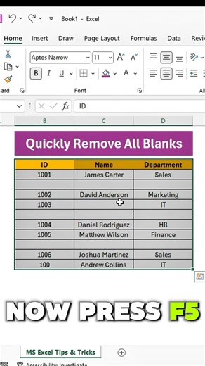 Quickly Remove All Blank Rows in Excel | Clean Your Data Instantly ⚡