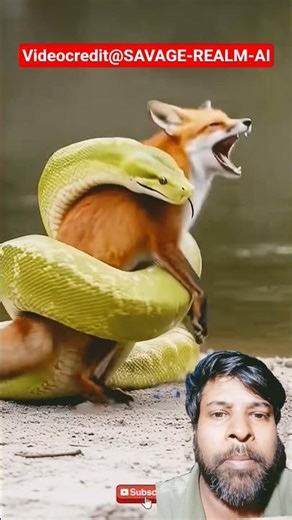 Python vs Fox The Ultimate Wildlife Battle! #shorts #snake #animals #treepython #snakelogo