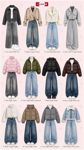 12 Cute Jacket Outfit Ideas | Cozy Puffer, Trench & Winter Denim Looks ✨ #shorts #ytshorts