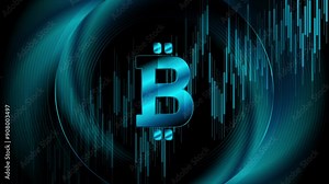 Bitcoin stock graph chart of stock market cryptocurrency trading. Seamless looping blue growing financial motion design. Video animation Ultra HD 4K 3840x2160