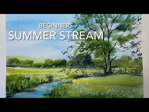 How To Paint A Beginners Watercolour SUMMER STREAM, Loose Watercolor Landscape Painting Techniques