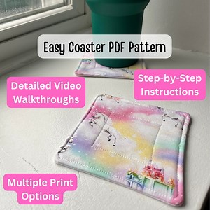 How to Sew a Set of Coasters PDF Pattern | PDF Sew a Square Coaster Pattern | Bonus Coaster Sleeve PDF Pattern | Easy Coaster Sewing Pattern - Etsy