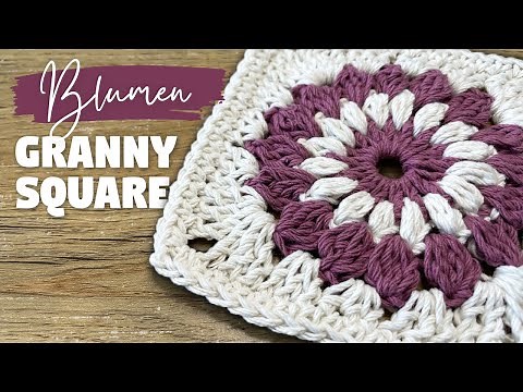 How to Crochet a Simple Flower Granny Square | Sunburst Granny Square Tutorial