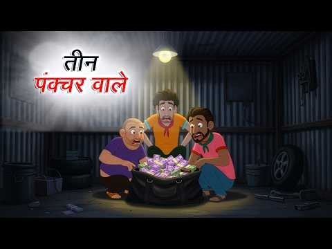 तीन पंक्चर वाले | Three Puncture Guys | Funny Story | Hindi Animated Kahani