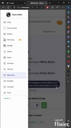 💵💵PW REFERRAL CODE💵💵🤑🤑EARN UPTO 20000 RS🤑🤑 #physicswallah #shorts #sidehustle