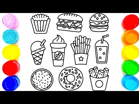 How to draw fast food | Fast food drawing easy step by step |Junk food drawing for kids and toddlers