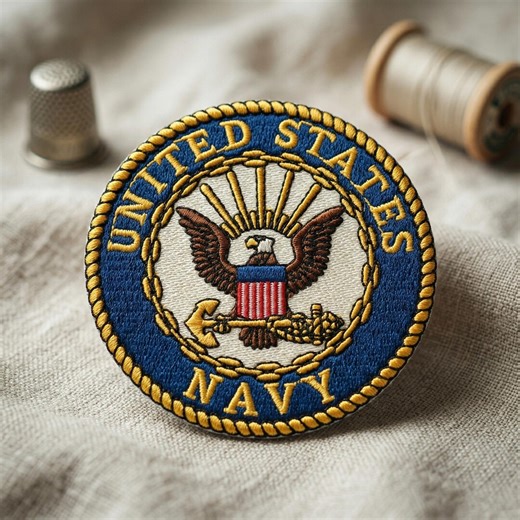 United States Navy Round Embroidered Patch, USN Military Iron on Applique, Eagle Anchor Veteran Hat Backpack Badge DIY - Etsy