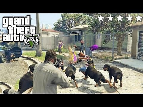 GTA 5 - Franklin Brings Chop And His Friends For A FIVE STAR COP BATTLE AT GROVE STREET!!