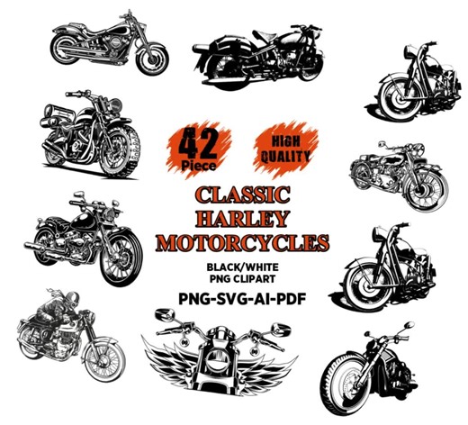 Harley Motorcycles, Motorcycles Png, Motorcycles Vector, Harley Vector, Harley PNG, Classic Motorycycles, Classic Motorcycles PNG, - Etsy