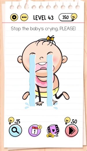 Brain Test Level 43 Walkthrough - Stop the baby's crying. PLEASE! 🧠 #Shorts