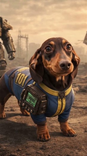 Mini dachshund in Fallout #miniaturedachshund #fallout