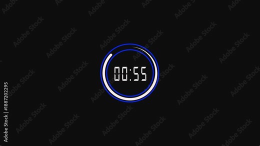 One minute countdown animation time left timer circle countdown with Alpha channel.