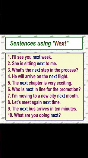 Next meaning with example sentences | Learn English Vocabulary #vocabularybuilding #shortfeed #word