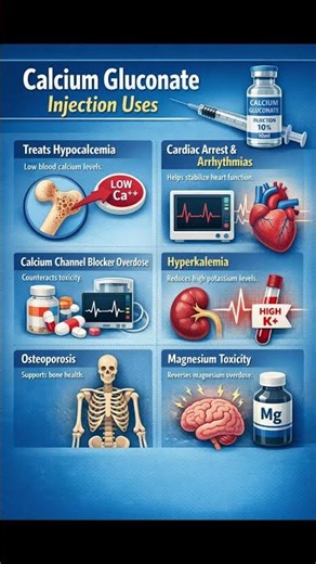 Calcium Gluconate Injection 💉 | Life-saving in emergencies like hyperkalemia & hypocalcemia ⚡