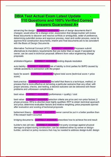 Dbia Test Actual Exam Latest Update 110 Questions And 100 Ve video