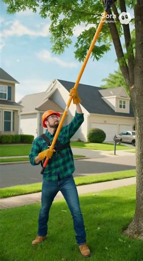 🌳 Tree trimming in progress #funny #memes #absurd