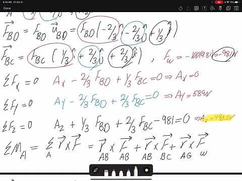Statics Problem 5-82: 3D rigid body equilibrium of a beam