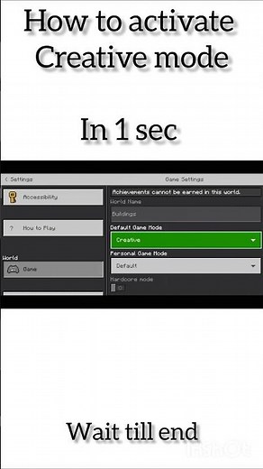 how to activate creative mode in one sec 😇🤔 #minecraft #gaming #shortsminecraft