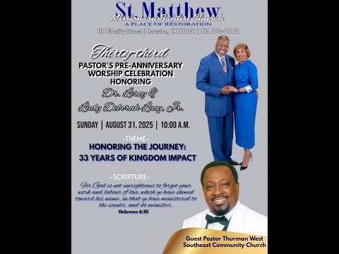Sunday Morning Worship 08.31.25 | Dr. Leroy Lacy, Jr. | St. Matthew MBC