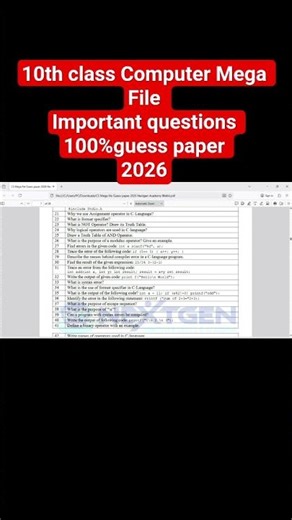 10th Class Computer Guess Paper 2026 (Final) | Complete MCQs, Short & Long Questions | Mega File 💯