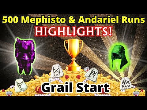 Diablo 2 Resurrected - 500 Mephisto and Andariel Runs Loot Highlights (SSF Grail Start)