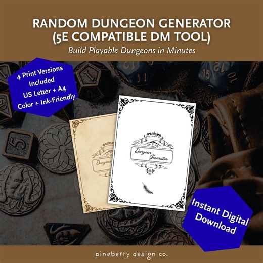 Random Dungeon Generator for DND 5e - Printable DM Tool - Build One Shot Adventures Fast Tabletop RPG Dungeon Builder - Etsy
