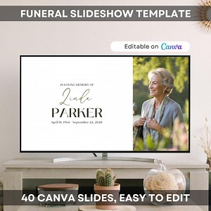 Funeral Photo Slideshow Template, Minimalist Celebration of Life Presentation, Memorial Slideshow Canva, Funeral Presentation Tribute - Etsy