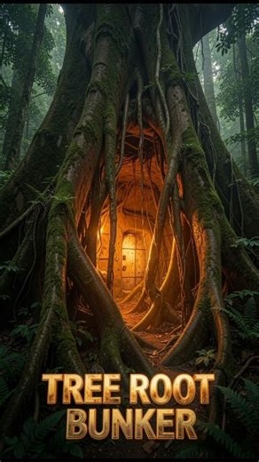 Relaxing Tree Root Shelter Build | Forest ASMR