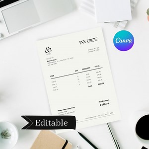 Modèle de facture édité et imprimable, Canva - Etsy France