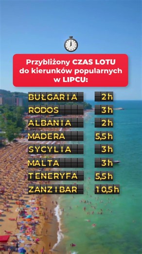Ile trwa lot ✈️? Czas lotu do najpopularniejszych kierunków na wakacje w lipcu 2026