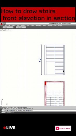 how to draw stairs front elevation in section #autocad #autocadshorts #autocadforbeginners #shorts